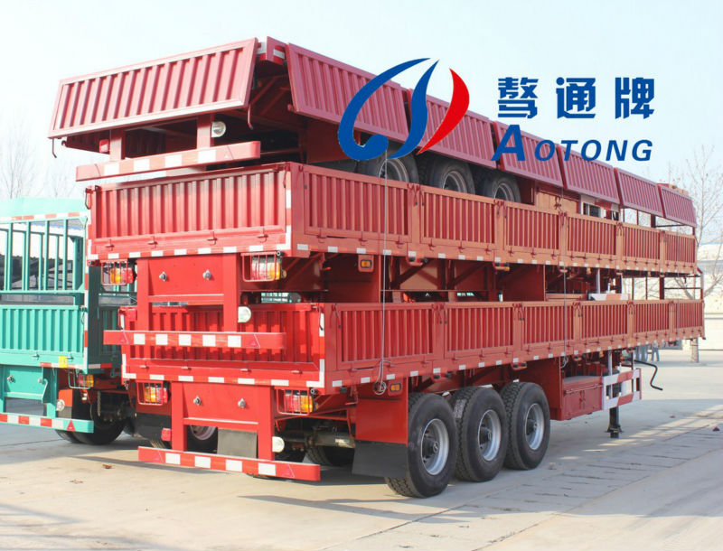 Open Fence Truck Cargo Carrier Semi Trailer with Side Wall and Axle BPW Optional