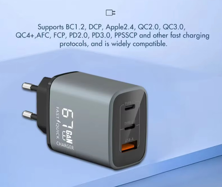 UK Plug 45W GaN USBA with USB C dual ports Charger Super Fast Charging Charger PD Adapter