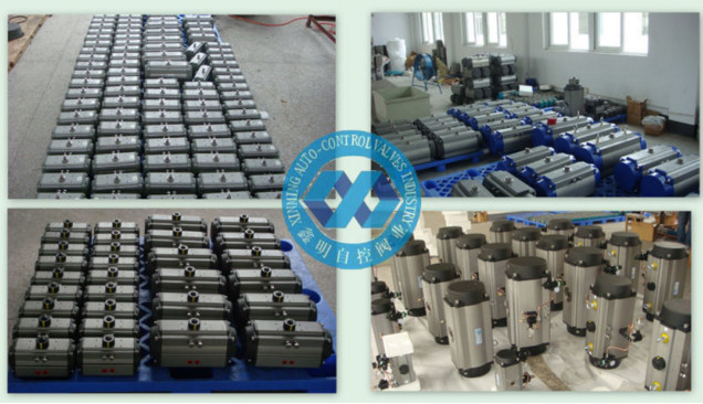 DA or SA rack and pinion pneumatic rotary actuator control for ball valves
