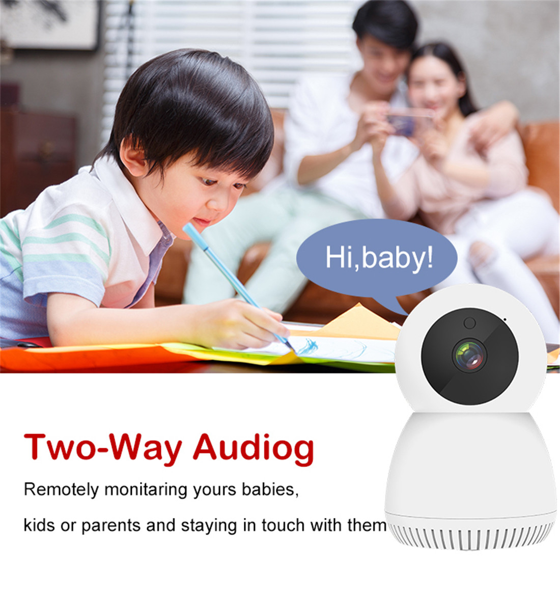 Whalecam Smart Indoor Pan/Tilt Home Camera 1080P HD Security Camera Wireless 2.4GHz with Night Vision