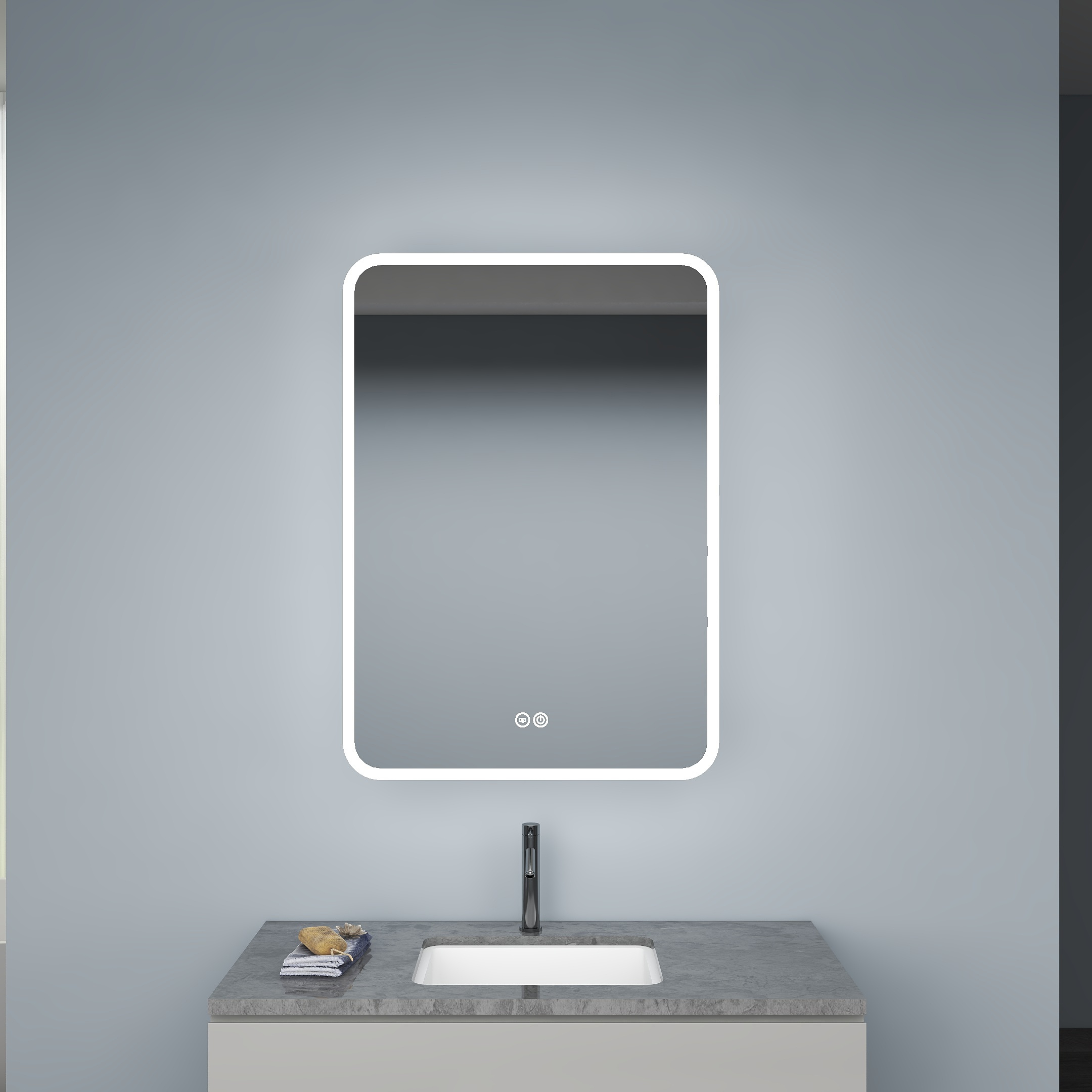 Wall Mounted Led Medicine Cabinet Anti Fog Lighted Vanity Mirror With Storage Customized