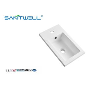  SWZ401 Popular Design Single Hole Artificial Stone Basins Glossy White Rectangle Shape Semi-Counter Sinks For Hotel Manufactures
