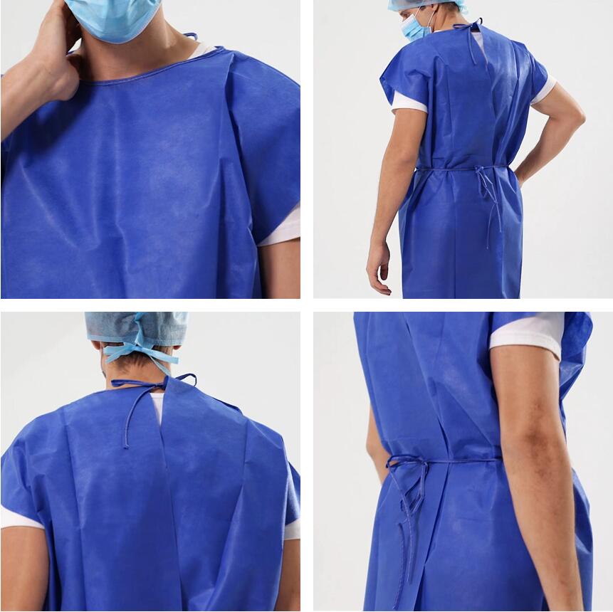 OEM Patient Gown Hospital Open Shoulder Patient Gown SMS Short Sleeve Hospital Patient Gown Disposable