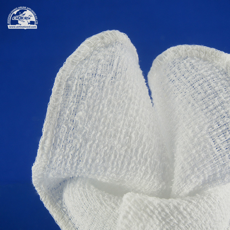 White 100% Cotton refreshing airline hot face towel for aircraft