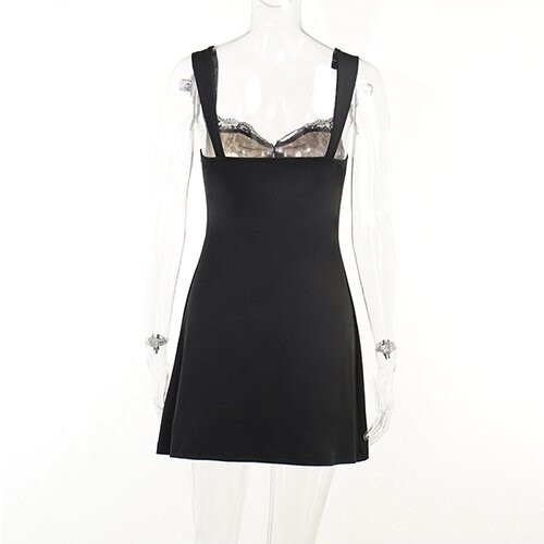 OEM maufactory Skirts Autumn cross -border new sexy sleeveless lacewave collar short skirt dress