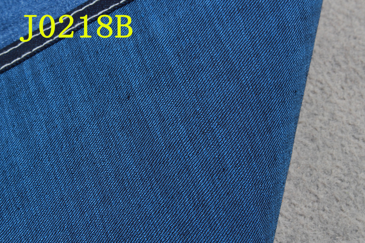 9OZ Denim Fabric With Tencel Cotton Polyester Spandex Blue Backside Desizing 3/1 Right Hand Twill