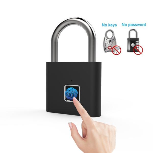 IP65 Waterproof Digital Fingerprint Padlock ‎Polished Zinc Alloy Micro USB