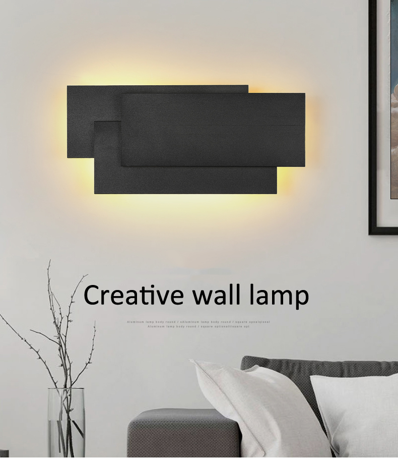 Modern Creative square wall lamp living room staircase bedroom bedside Black/white wall light(WH-OR-259)