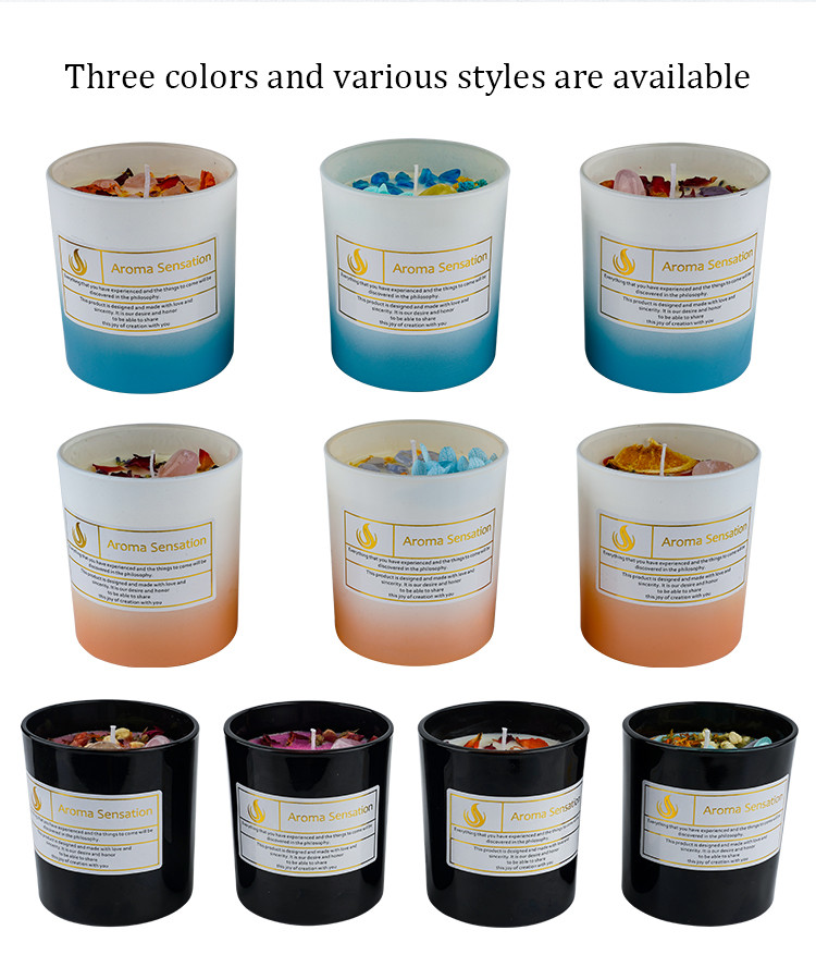 Glass Custom Private Label Velas Healing Crystal Aromatherapy Luxury Scented Candle With Flowers