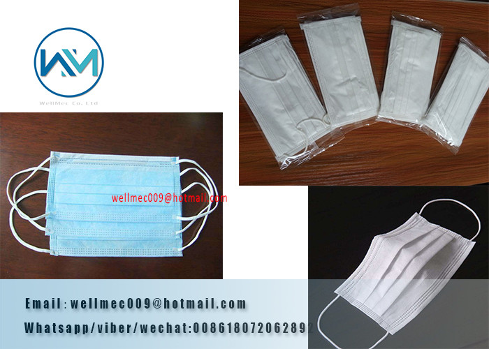 200 PCS / MIN 3ply Plane Face Mask Making Machine with Ear Loop Welding Device
