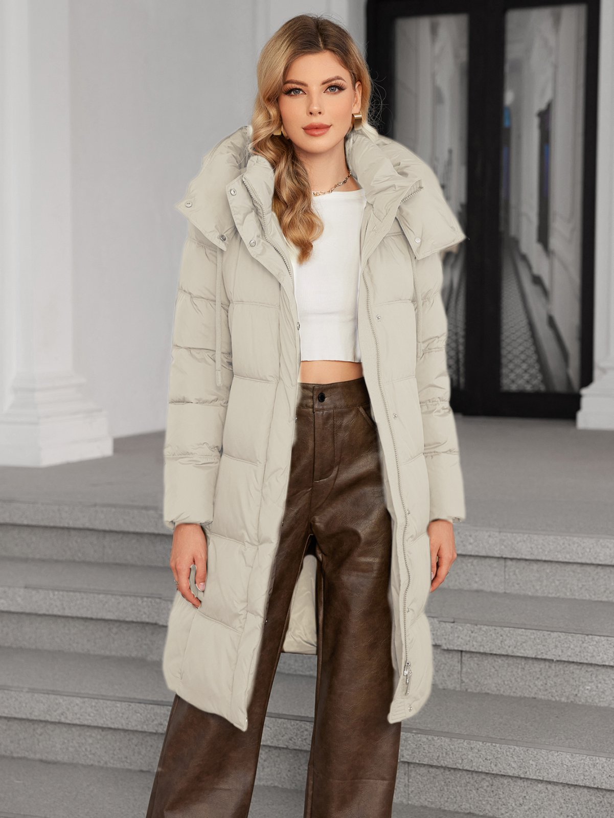 Mid Length Detachable Hood Thickened Down / Cotton Jacket, classic coat, nice colour, for daily wear, warm coat, classic style