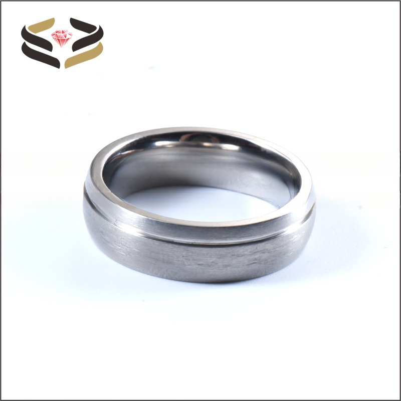 Titanium Engagement Wedding Band Ring Offset Groove Matte Brushed 6mm 8mm for Men Women
