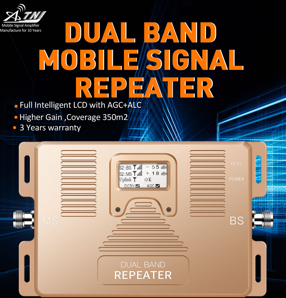 2G 3G 4G 850MHz 2100MHz Dual Band Booster Aluminum Profile Amplifier