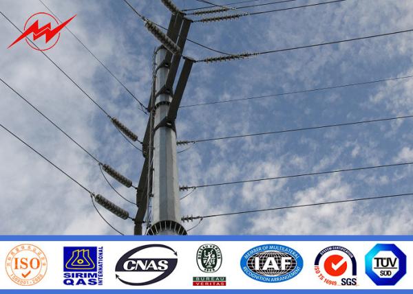 Polygonal 80ft 69kv Metal Steel Electricity Distribution Poles With Mast