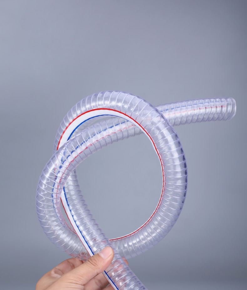 UMETASS 3/4" Transparent PVC Spiral Steel Wire Reinforced Hose with Flange Connection