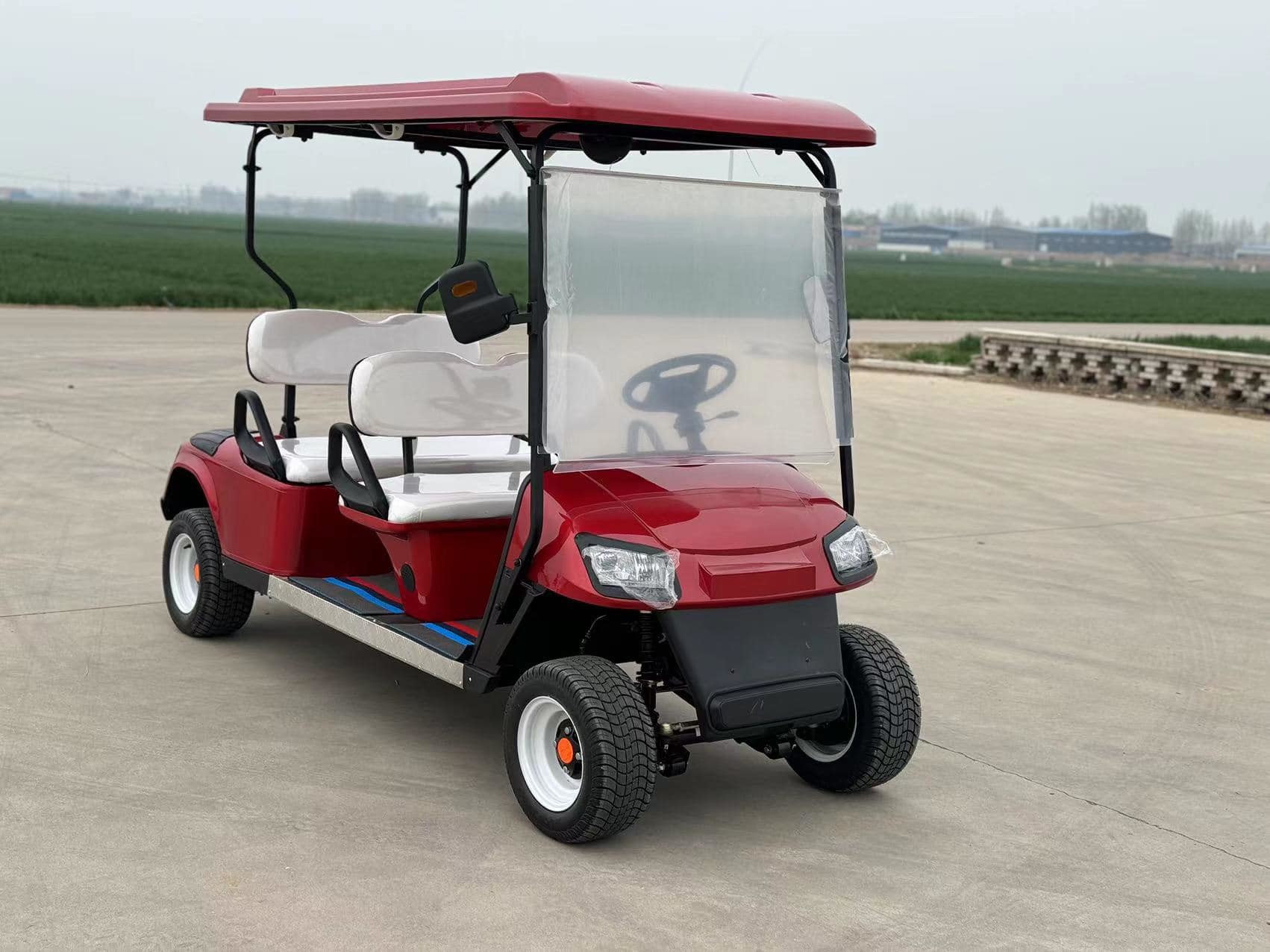 Red color 4 Seater Electric Golf Cart With Lithium Battery Road Legal Popular On Sale