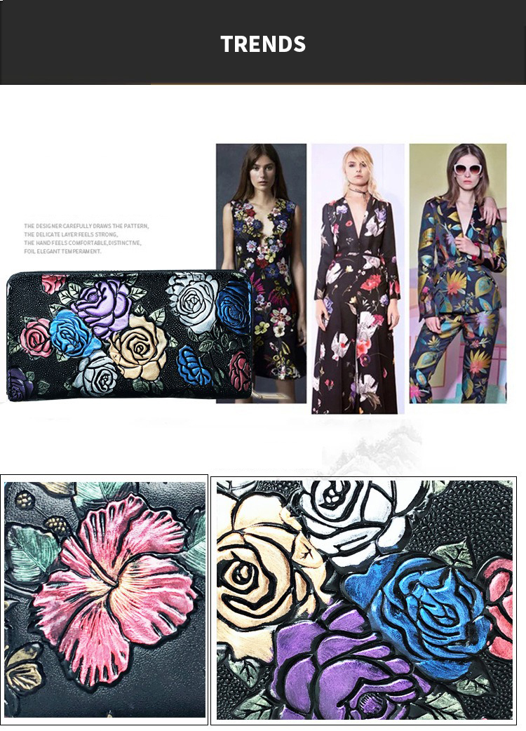 Designer Ladies Wallet in Long PU Leather with Custom Print and Fashionable Design