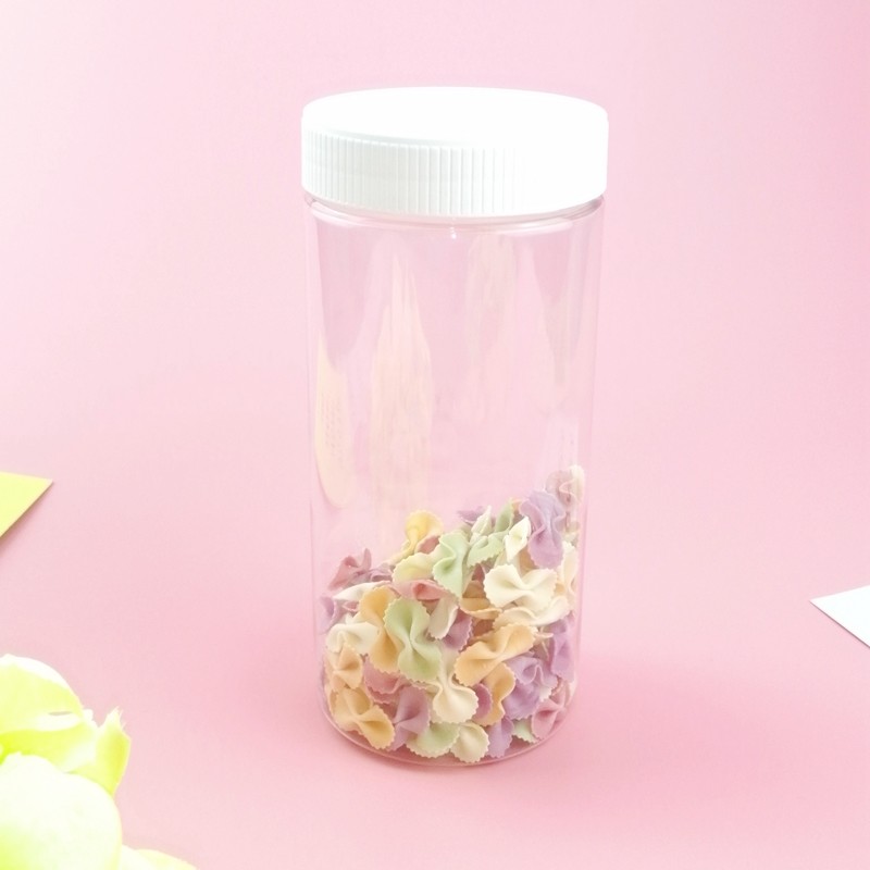600ml 20 OZ Stackable Straight Edge Plastic Screw Cap Jars For Kitchen Storage