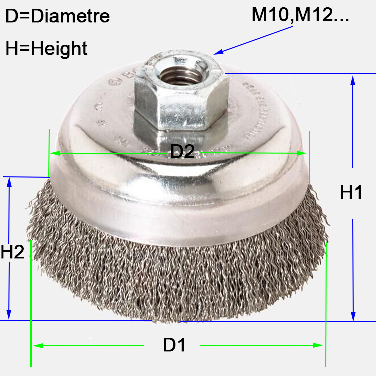 Copper Steel Twist Knot Wire Brush , Dust Proof Cup Type Wire Brush