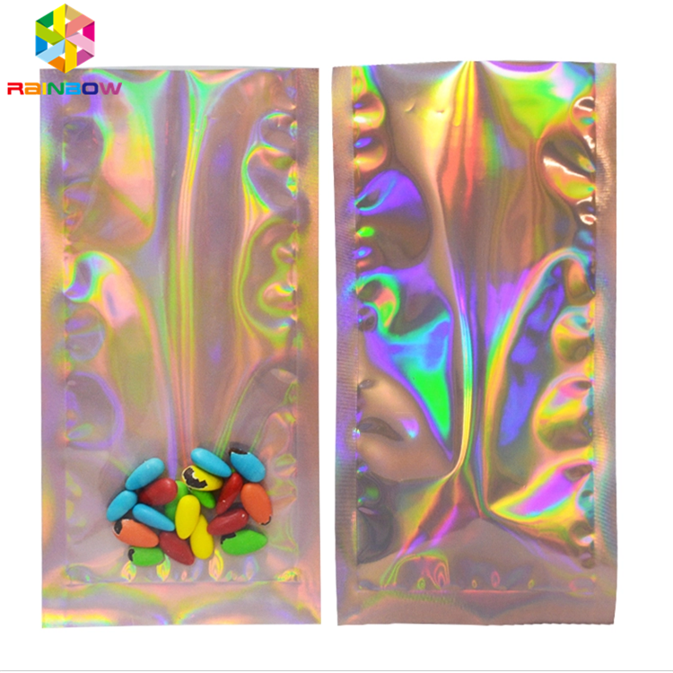 Plastic Stand Up Coffee Pouches Laser Holographic Effect Bags Ziplcok For Clothes Cosmetics