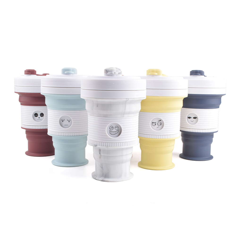 550ml 18oz Collapsible Silicone Coffee Cup Silicone Household Products White