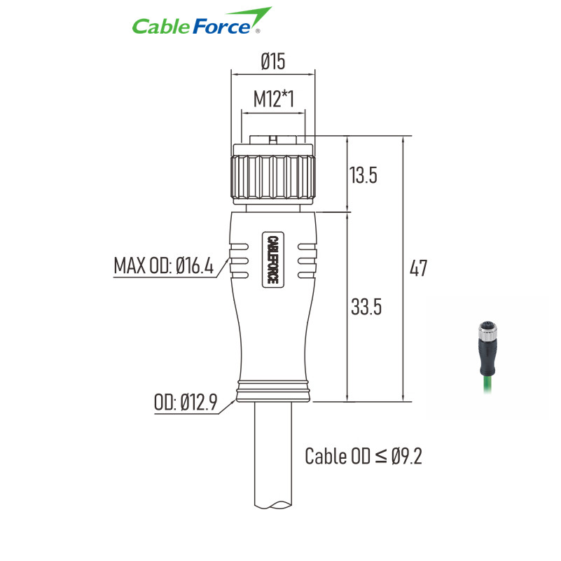 EMI Shielded Free End M12 Ethernet Connector D Code With Cat5e S / FTP Cable