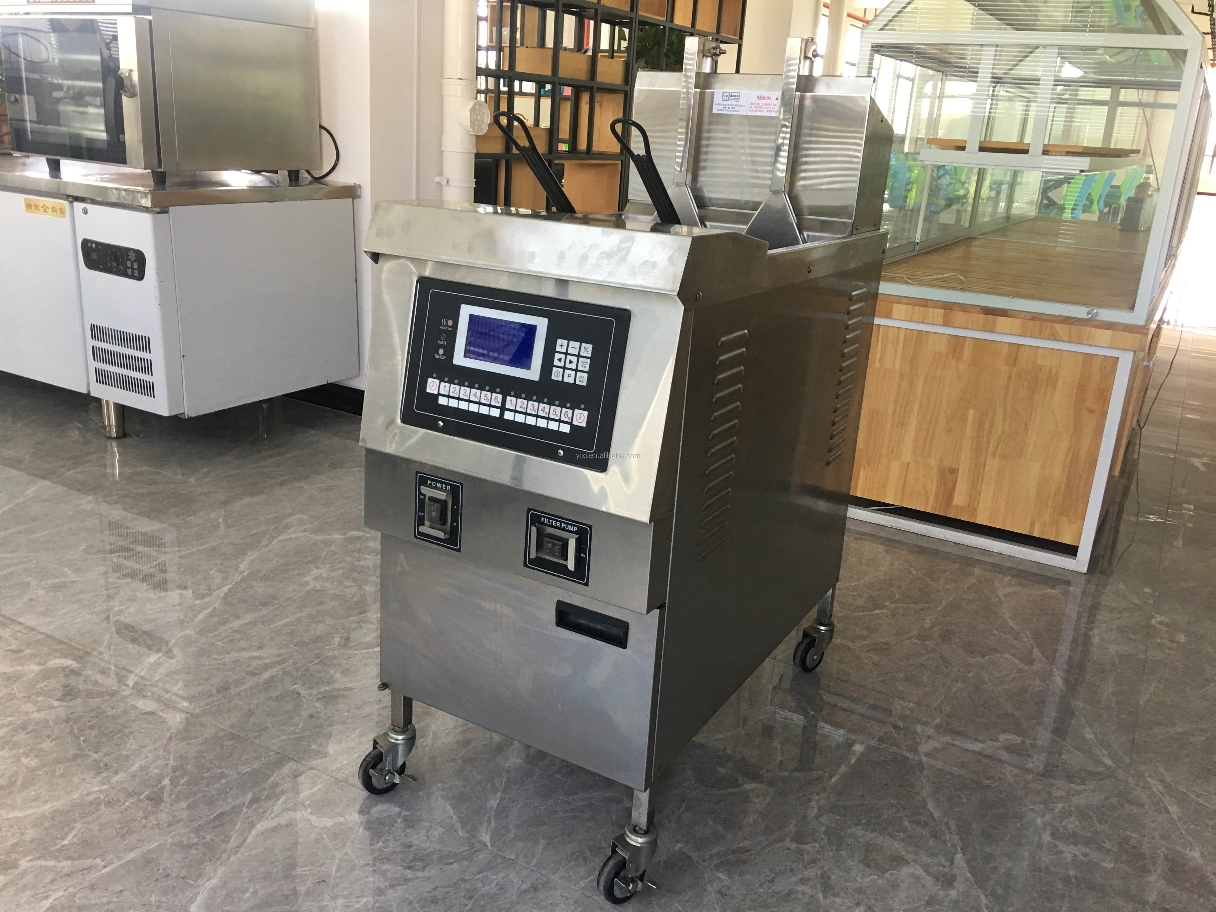Auto Lift&Down One Pot Two Baskets Gas Heating Chips Open Deep Fryer