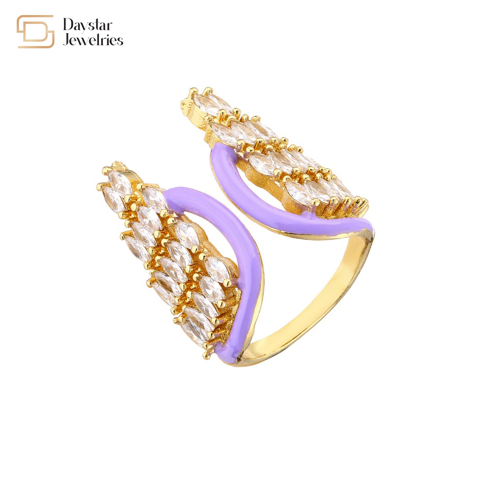 Colorful Enamel Butterfly Angel Wing Christmas Tree Rings Zircon Adjustable