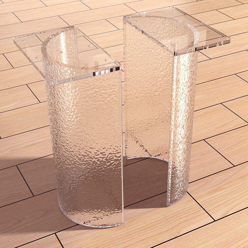 Stylish Clear Arc-Shaped Acrylic Table Legs Floating Design for Standard or Customized 60 x 20 x 75 cm Tables