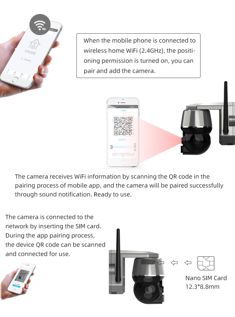 H.265 Mp4 4g Wifi Security Camera Solar Ptz Ir Night Vision