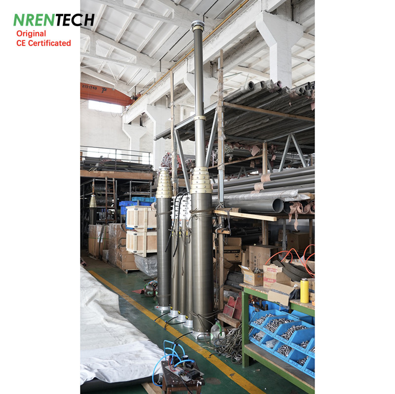 12m Non-Lockable Pneumatic Telescopic Mast 150kg payload For Mobile Telecommunication Antenna Tower
