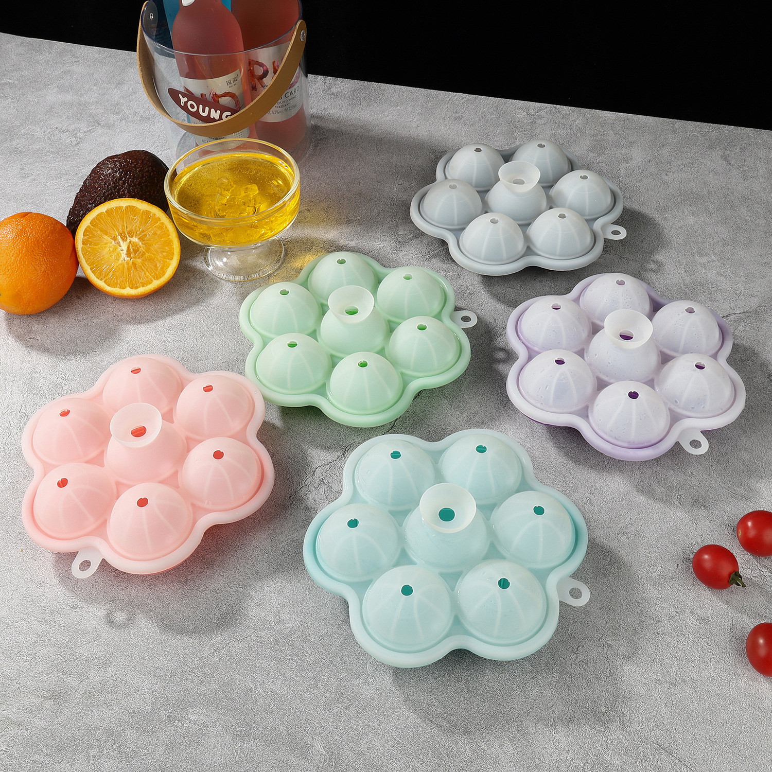 Ice Ball Maker, TINANA Reusable 2.5 Inch Ice Cube Trays, Easy Release Silicone Round Ice Sphere Tray With Lids & Funnel For Whiskey, Cocktails &