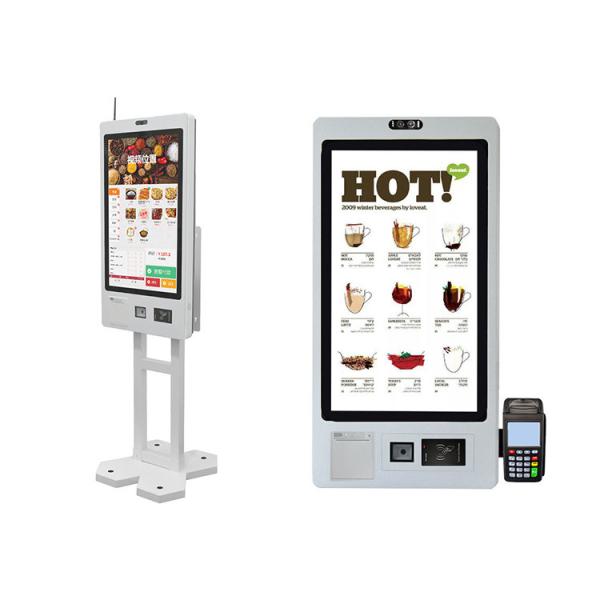 China 21.5 23.8 27 32 Inch Floor Standing Wall Mounted Self Ordering Payment Kiosk With QR Code Scanner 80mm Thermal Printer on sale China 21.5 23.8 27 32 Inch Floor Standing Wall Mounted Self Ordering Payment Kiosk With QR Code Scanner 80mm Thermal Printer on sale