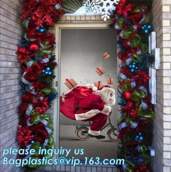indoor & outdoor door poster PE plastic window cover for halloween christmas