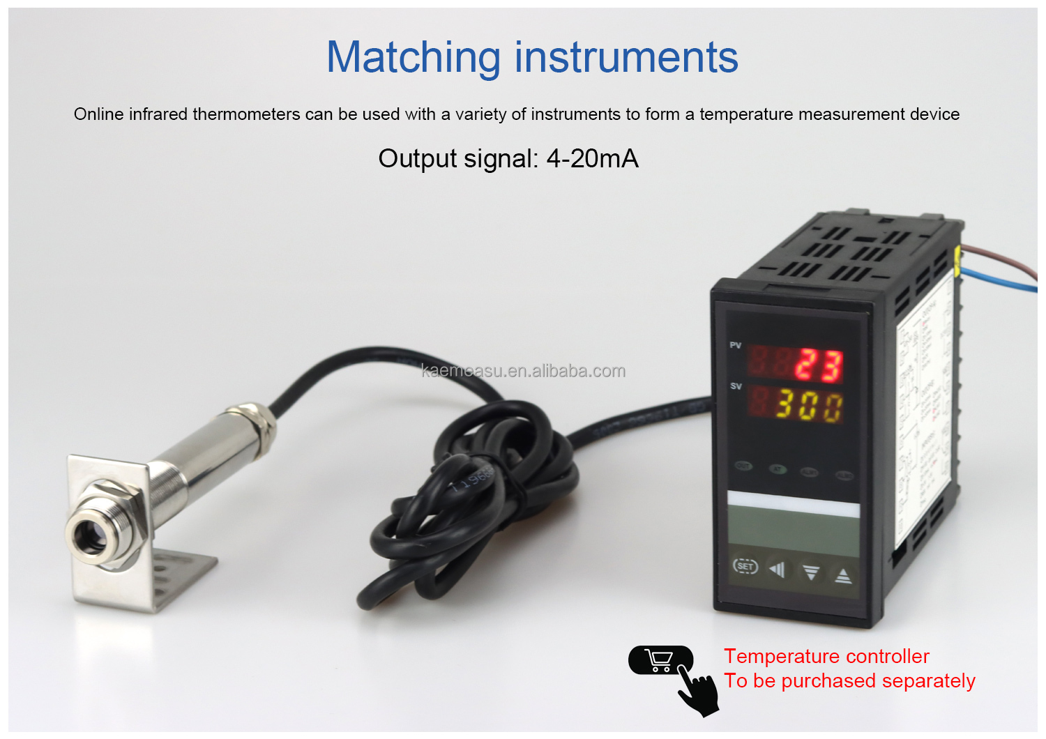 kaemeasu 304 Stainless Steel Infrared Temperature Sensor Non Contact Industrial Temperature Monitoring -20~300℃