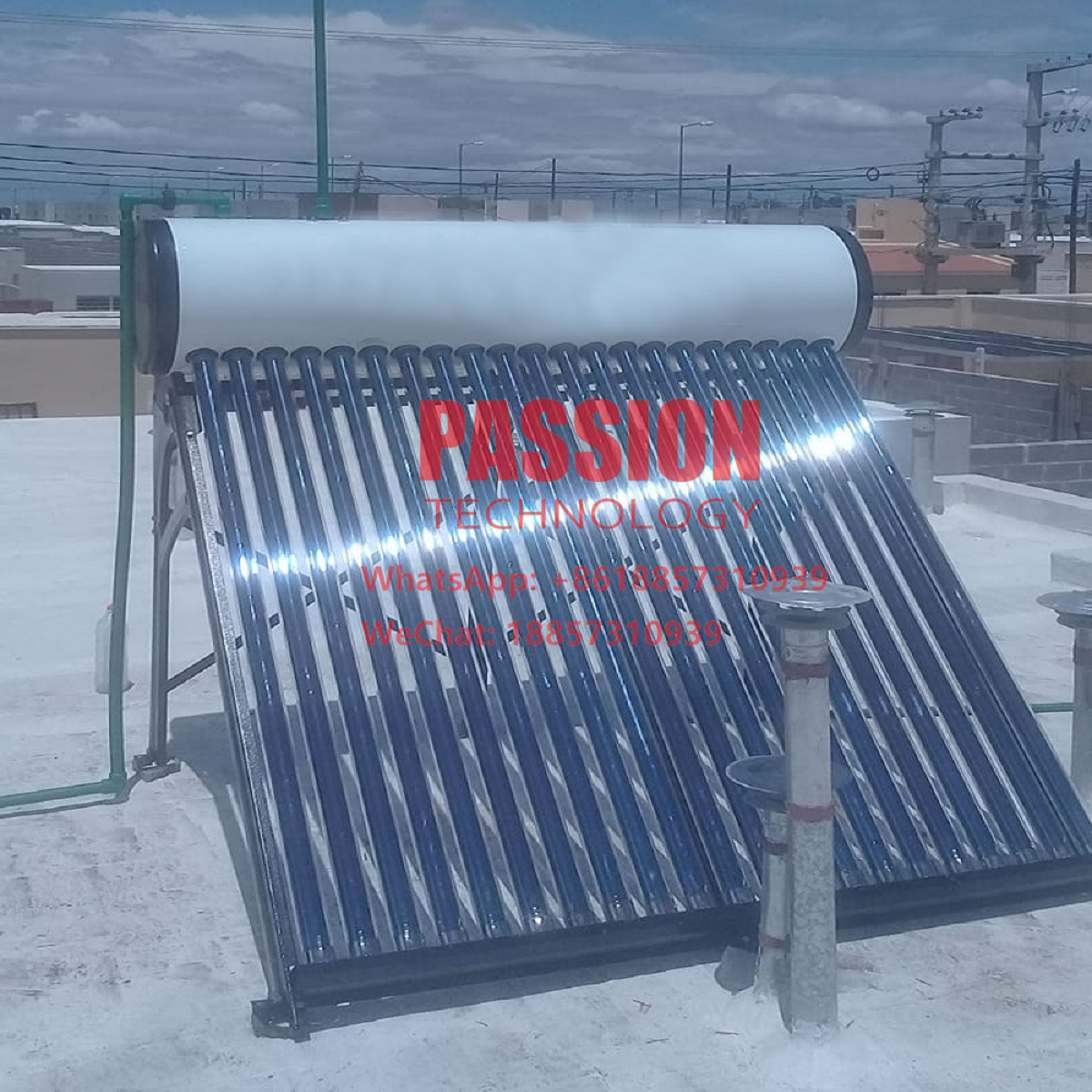 Copper Heat Pipe Thermal Solar Water Heater Stainless Steel 316L With Painted Steel Shell