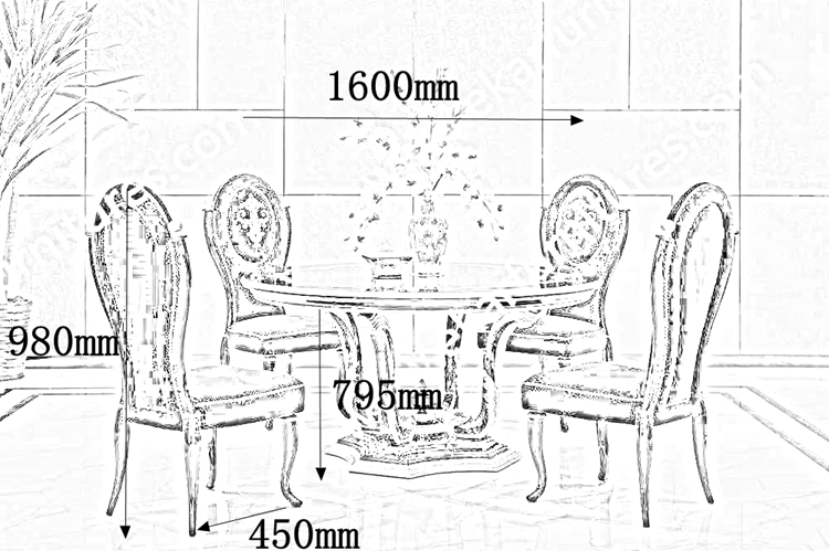 Alibaba wholesale Chinese Antique Luxury Round Wooden Dining Table TN-005