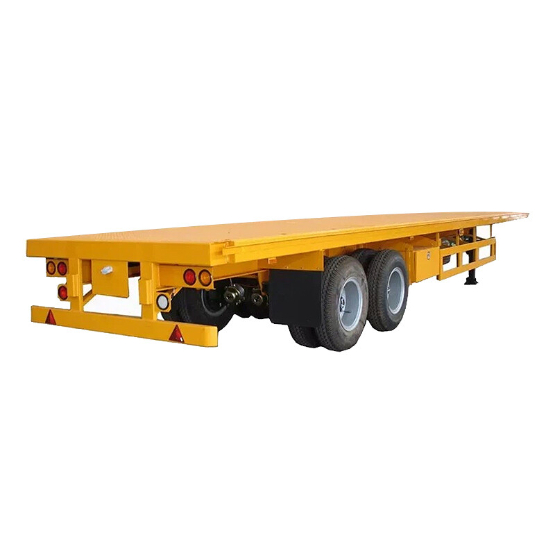 CIMC 2 Axle 30T high strength low alloy steel Q345 air or mechanical suspension 20ft Flatbed Container Semi Truck Trailer