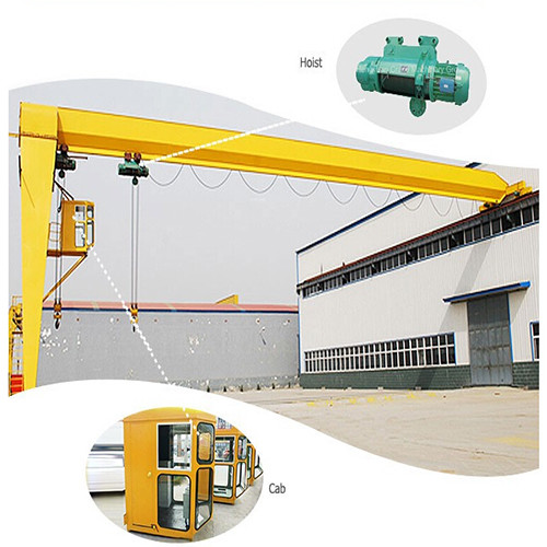 Semi-gantry crane with electric hoist