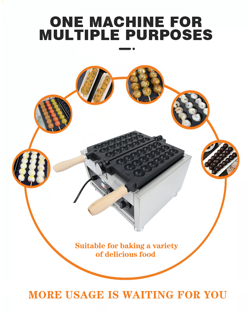 AM-C121 Commercial Electric Non-stick Waffle Maker for Mould Size 1 hole 40*35*20mm