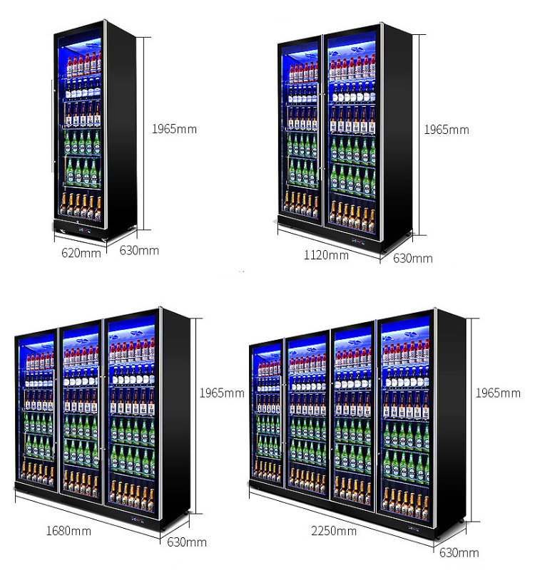 Supermarket Commercial Beverage Refrigerator Vertical Height 1965mm
