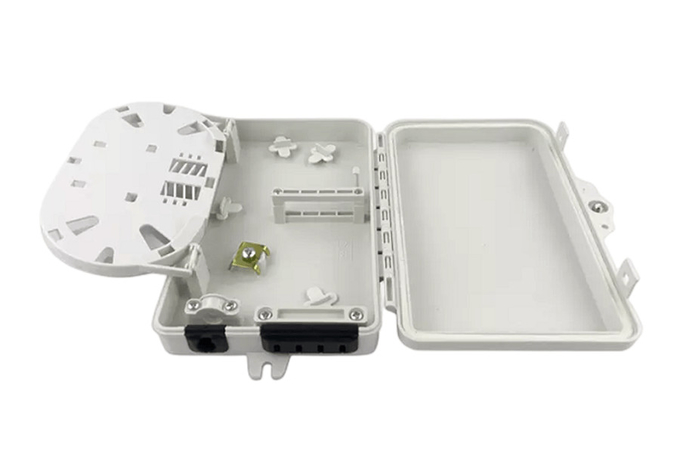 4Port Fiber Optic Terminal Box SC Simplex SM Cables White Waterproof IP-66