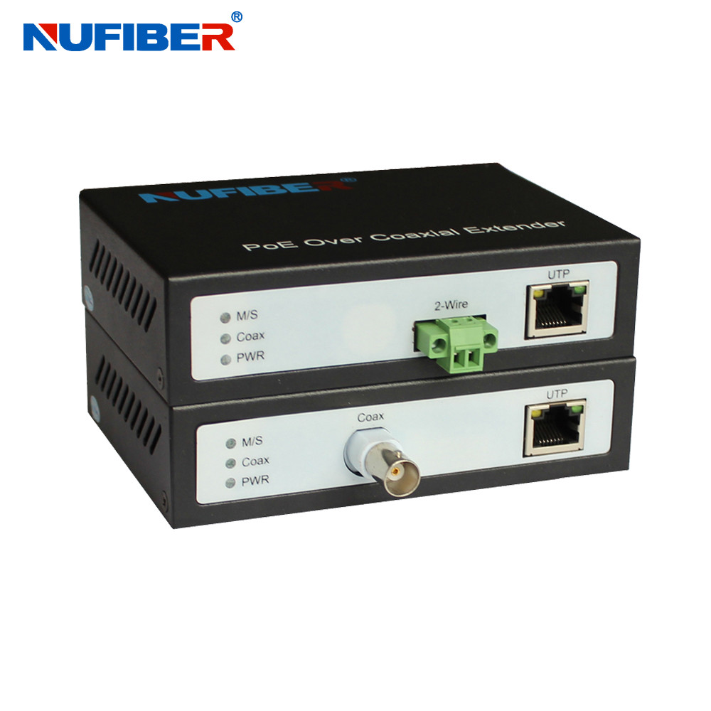 POE IP Over 2 Wire Ethernet Over Coaxial Extender 300m DC52V For Hikvision Camera