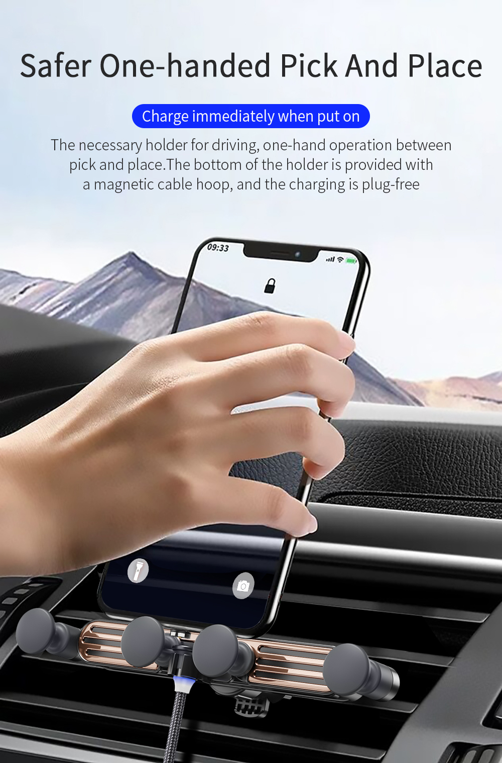 Essager 360 Rotation Gravity Mobile Stand for Car Easy Operation Stable Car Stand