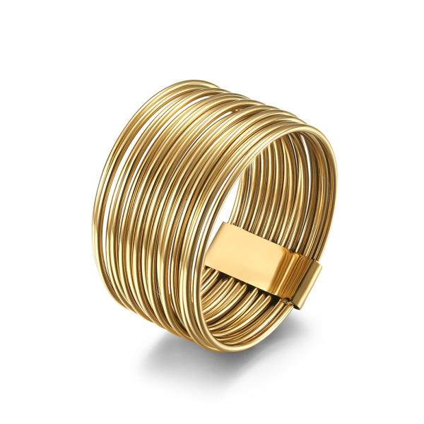 Simple Glossy Spherical Stainless Steel Ring Gold Plated Stainless Steel Fashion