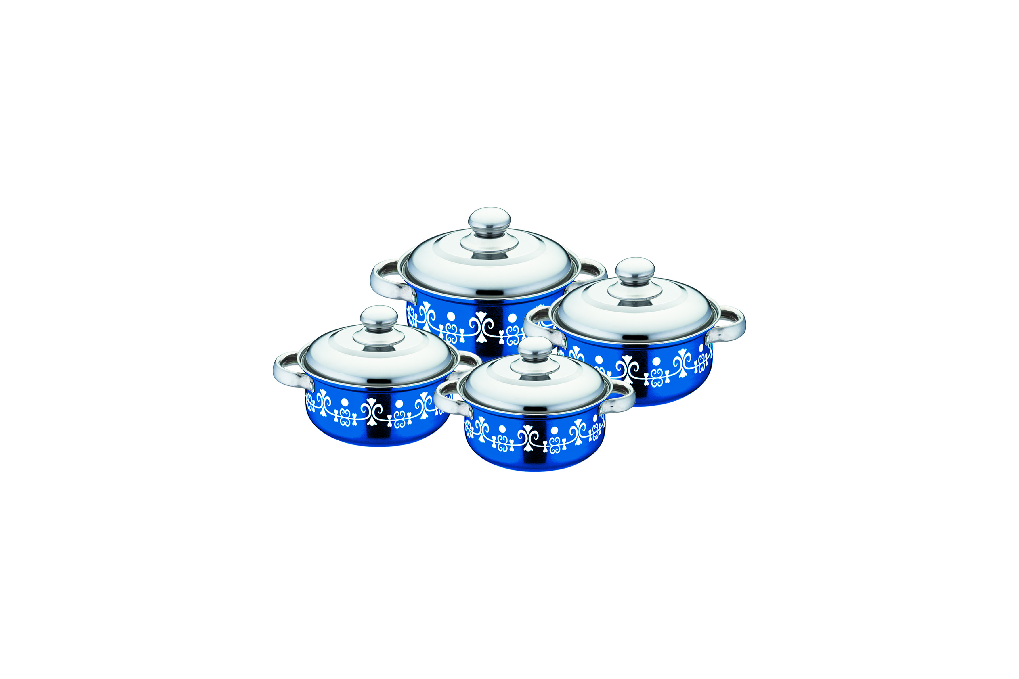 2020 hot sales 4pcs colorful cookware set & red ,blue 16cm -22cm color&flower cooking pot &stainless steel pot