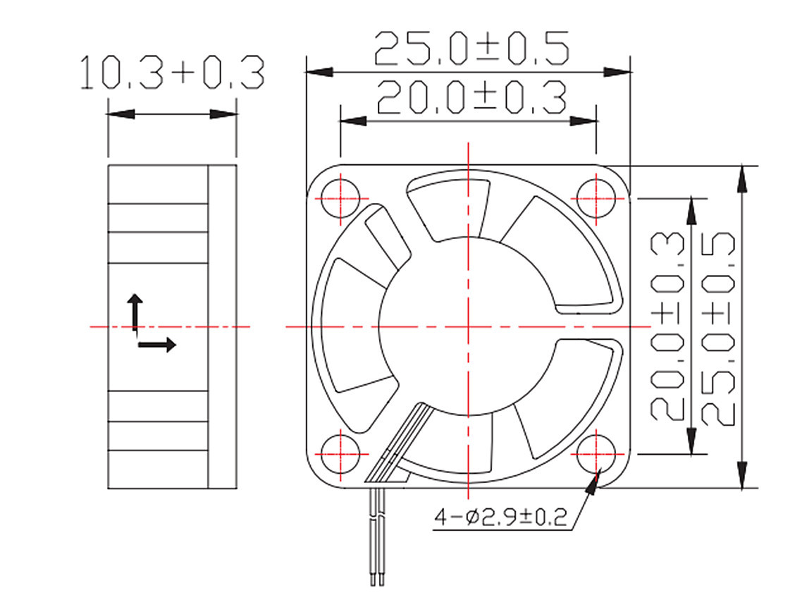 XH2.54 Terminal 24V 25*25*10mm 2510 3D Printer Cooling Fan 24V 2Pin 2.5CM