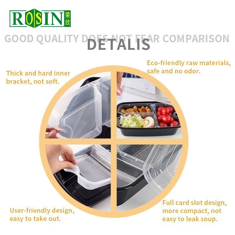 Disposable Plastic Meal Prep Containers Rectangular With Inner Tray