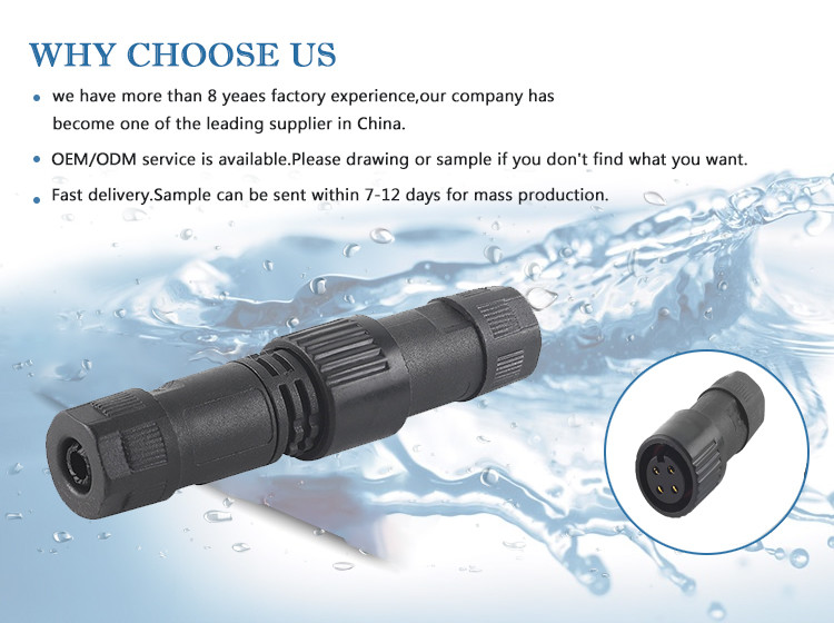 A18 Solar Panel Self Locking Male Female 3pin IP67 IP68 Molding Waterproof Extension Cable Connector For Power 20A