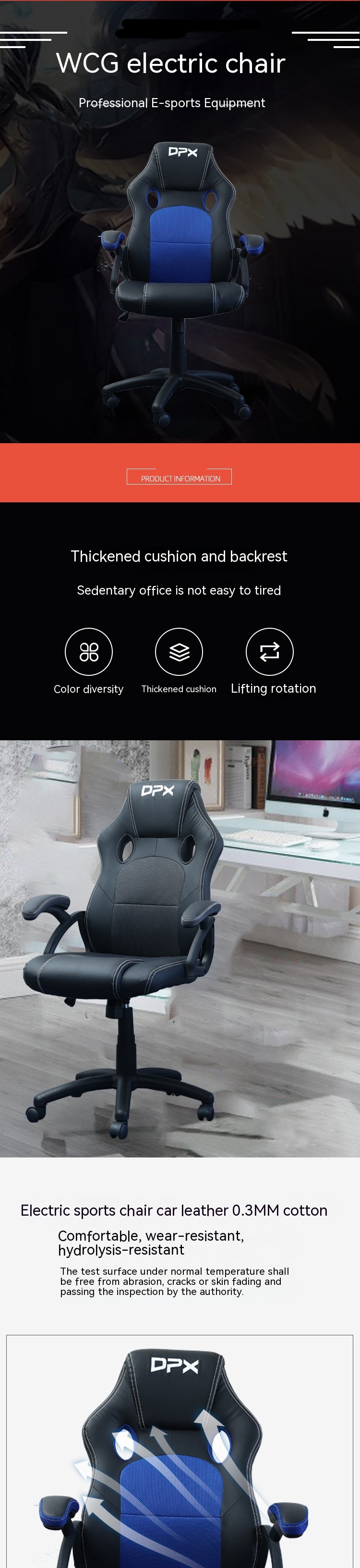 Customized Colors Ergonomic Racing Game Chair for Home Fashion Lift Office PC Chair